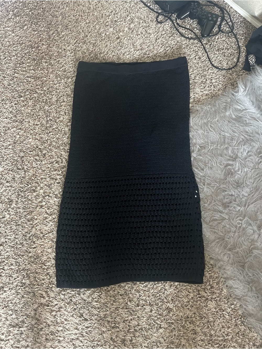 Nine West Black Knit Crochet Pencil Skirt - Picture 3 of 10